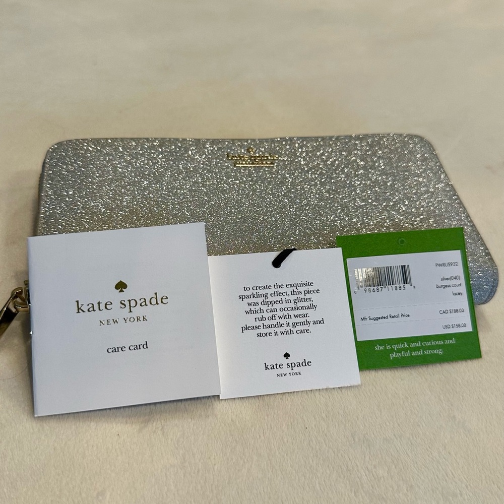 Kate Spade Silver Glitter Clutch